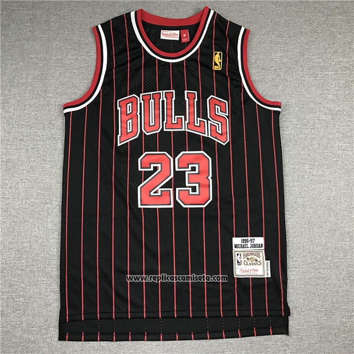 Camiseta Chicago Bulls Michael Jordan #23 Hardwood Classics Throwback 1996-97 Negro